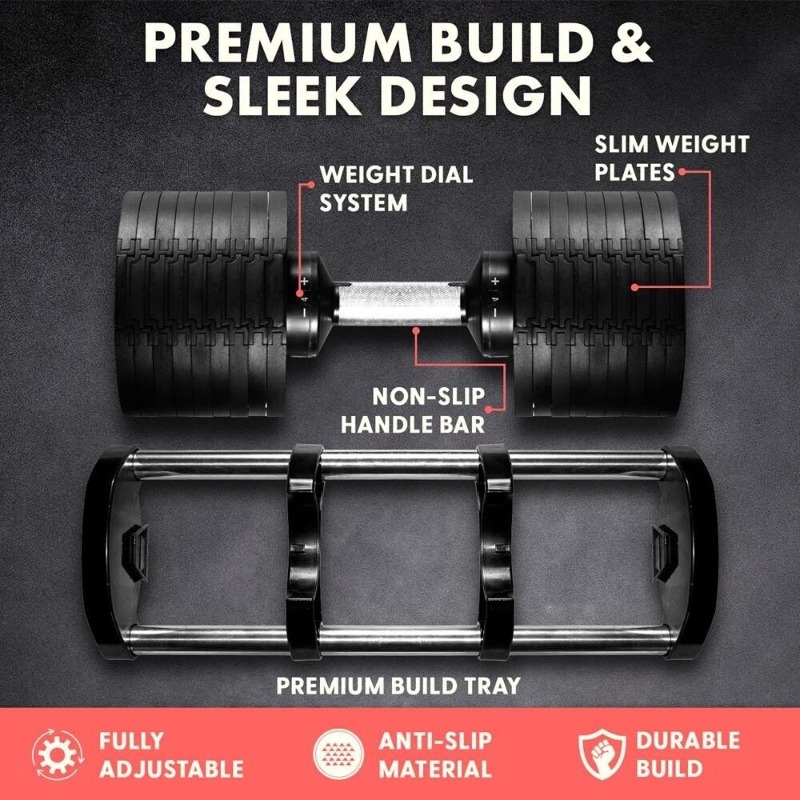 معدات لياقة بدنية كبيرة الحجم، - مراجعة Adjustable Dumbbell Pair 40Kg وسعره