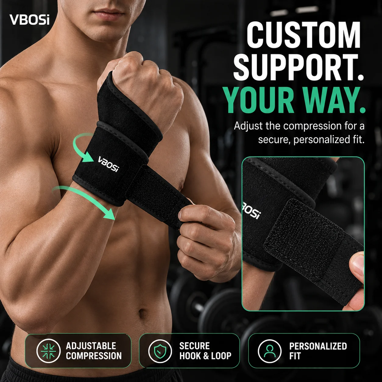 دعامة معصم قابلة للتعديل من VB - مراجعة Wrist Wraps Weightlifting Support وسعره